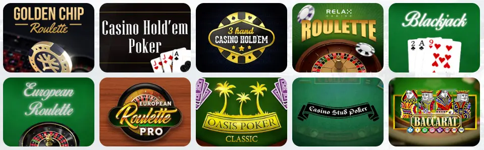 Jeux de table au BetOnRed Casino